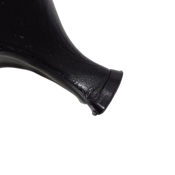 Vintage Poppies Leather Granny Boots Black Ankle Booties Pointy Kitten Heel 7.5 - Picture 10 of 16